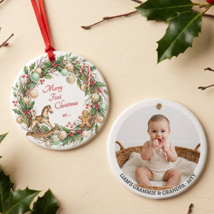 Nostalgische Grootouders Eerste Kerstdag Foto Keramisch Ornament