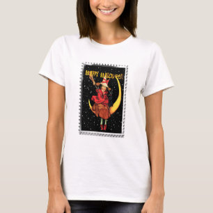Nostalgische Halloween Goede Heks en haar Kat T-shirt