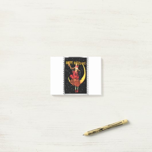 Nostalgische Halloween Good Witch en haar kat Post-it® Notes (Op bureau)