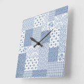 Nostalgische Indigo Faux Patchwork Square Wall klo Vierkante Klok (Hoek)
