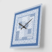 Nostalgische Indigo Faux Patchwork Square Wall klo Vierkante Klok (Hoek)