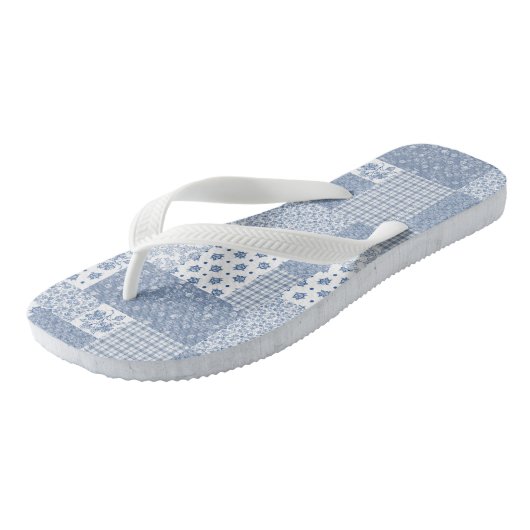 Nostalgische Indigo Faux Patchwork-Teenslippers Teenslippers (Schuin)