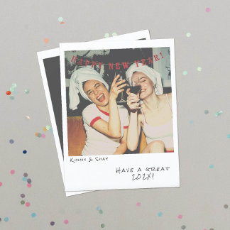 Nostalgische Instant Foto Nieuwjaarskaart Feestdagenkaart