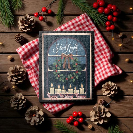 Nostalgische kerst Holly Krans Kaarsen Legpuzzel