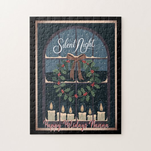 Nostalgische kerst Holly Krans Kaarsen Legpuzzel (Verticaal)