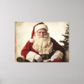 Nostalgische kerstman bij de kerstboom canvas afdruk (Voorkant)