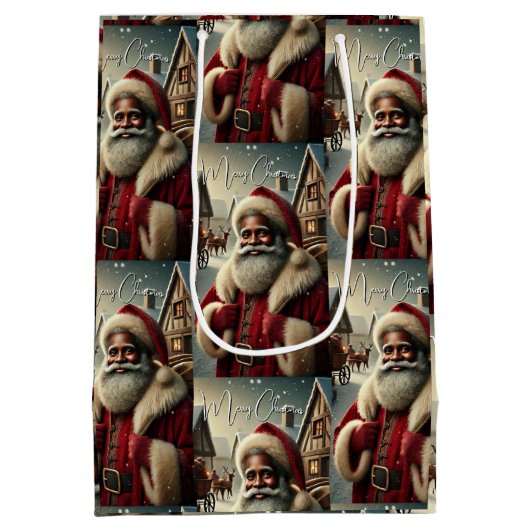 Nostalgische Kerstman Medium Cadeauzakje (Achterkant)