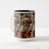 Nostalgische kerstman vreugdevolle tradities tweekleurige koffiemok (Voorkant links)