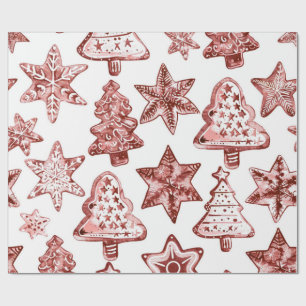 Nostalgische Kerstmis Rood Cadeaupapier