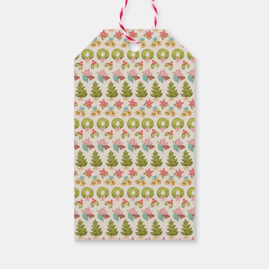 Nostalgische kerstmoderne kleurrijke typografie cadeaulabel (Achterkant)