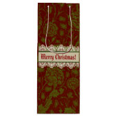 Nostalgische klassieker William Morris Red Holiday Wijn Cadeautas (Voorkant)