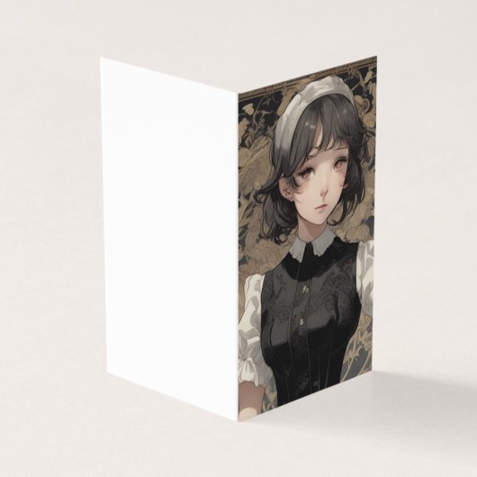 Nostalgische Kleine Zwarte Jurk Anime LBD Blank Kaart (Buitenkant)