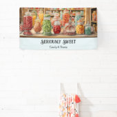 Nostalgische Kleurrijke Retro Snoepwinkel Zoetware Spandoek (Insitu)