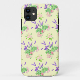 Nostalgische lavendel en Rozen op Cream iPhone 11 Hoesje
