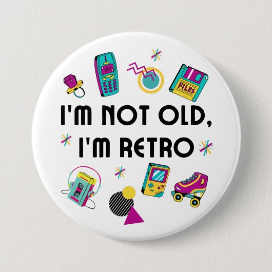 nostalgische neonkleur 80s memorabilia ronde button 7,6 cm (Voorkant)