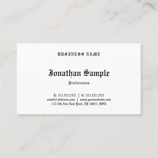 Nostalgische Oude Engelse Tekst Zwarte Witte Sjabl Visitekaartje (Achterkant)