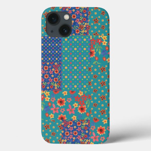 Nostalgische Prints Faux Patchwork iPhone 6 Hoesje (Achterkant)