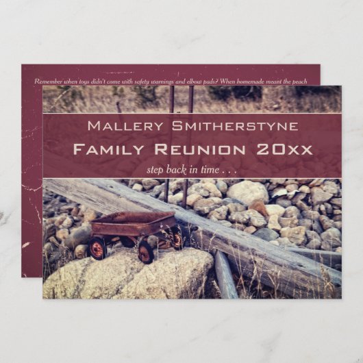 Nostalgische Red Wagon Family Reunion Uitnodiging (Voorkant / Achterkant)