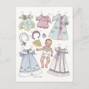 Nostalgische Redhead Baby Paper Doll Briefkaart