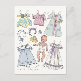 Nostalgische Redhead Baby Paper Doll Briefkaart