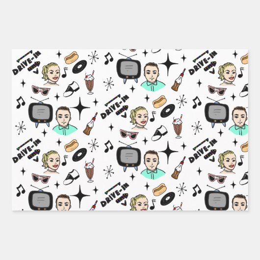 Nostalgische Retro 1950-stijl Inpakpapier Vel (Voorkant 3)