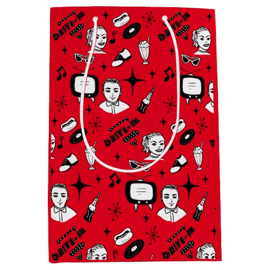 Nostalgische Retro 1950-stijl Medium Cadeauzakje (Voorkant)
