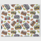 Nostalgische retro-boomdozen en cassettebanden cadeaupapier (Vlak)