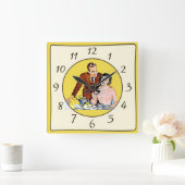 Nostalgische  Retro Couple Kitchen Clock Vierkante Klok (Huis)