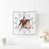 Nostalgische  Retro Couple Kitchen Clock Vierkante Klok (Huis)