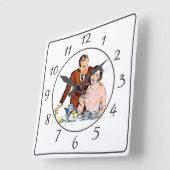 Nostalgische  Retro Couple Kitchen Clock Vierkante Klok (Hoek)