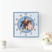 Nostalgische  Retro Couple Kitchen Clock Vierkante Klok (Huis)