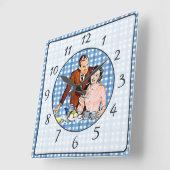 Nostalgische  Retro Couple Kitchen Clock Vierkante Klok (Hoek)