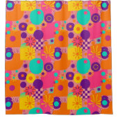 Nostalgische Retro Douchegordijn – Groovy Vibs (Voorkant)