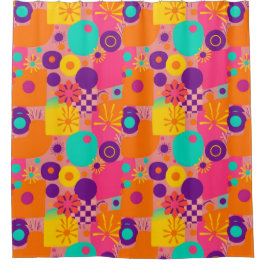 Nostalgische Retro Douchegordijn – Groovy Vibs