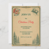 Nostalgische retro kerstfeestuitnodiging kaart (Voorkant)