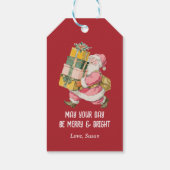 Nostalgische Retro-Kerstman-Kerstmis in het rood Cadeaulabel (Achterkant)