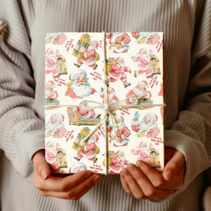 Nostalgische Retro Santa Claus-Christmas in Cream Cadeaupapier