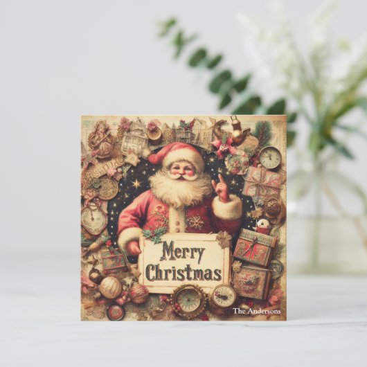Nostalgische Retro Sinterklaas Vrolijk Kerstfeest Feestdagenkaart (Staand voorkant)