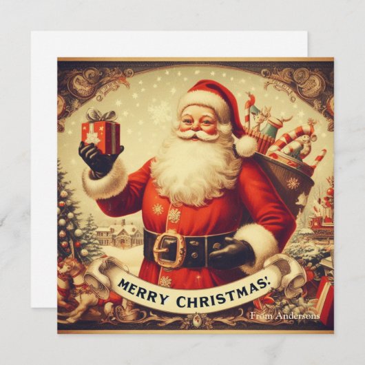 Nostalgische Retro Sinterklaas Vrolijk Kerstfeest Feestdagenkaart (Voorkant / Achterkant)