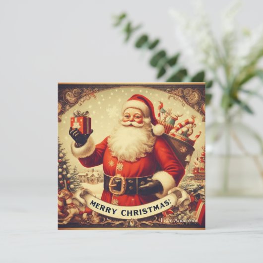 Nostalgische Retro Sinterklaas Vrolijk Kerstfeest Feestdagenkaart (Staand voorkant)