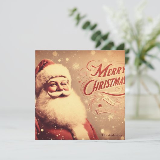 Nostalgische Retro Sinterklaas Vrolijk Kerstfeest Feestdagenkaart (Staand voorkant)