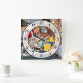 Nostalgische Retro Women Kitchen Clock Vierkante Klok (Huis)