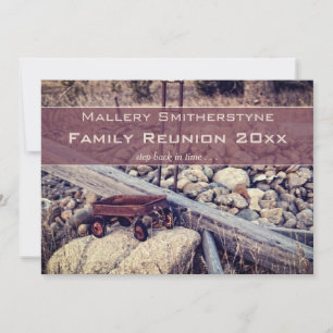 Nostalgische rode wagon familie reünie uitnodiging