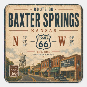 Nostalgische Route 66 Landmark Kunst Vierkante Sticker