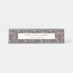 Nostalgische Roze Bloemen Custom Desk Naam Bord Bureau Naambordje