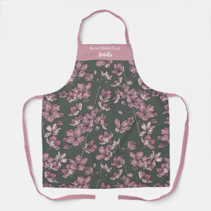 Nostalgische Roze Bloemige Beste Moeder Ooit Aange Schort