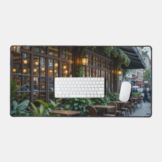 Nostalgische, rustige coffeeshop, Art Nouveau Insp Bureaumat (Keyboard & Muis)