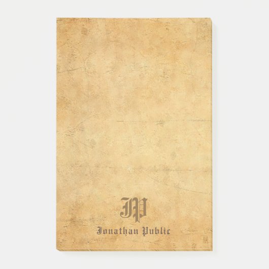 Nostalgische sjabloon elegante kalligrafie monogra post-it® notes (Voorkant)