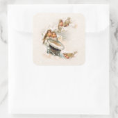 Nostalgische  sneeuwvogels vierkante sticker (Tas)
