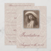 Nostalgische uitnodiging: Herinnering - Victoriaan Kaart (Voorkant / Achterkant)